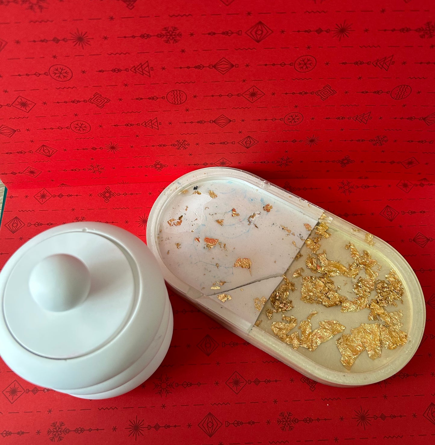 Portacandela e Svuotatasche in Ceramica e Resina con Fiori Essiccati